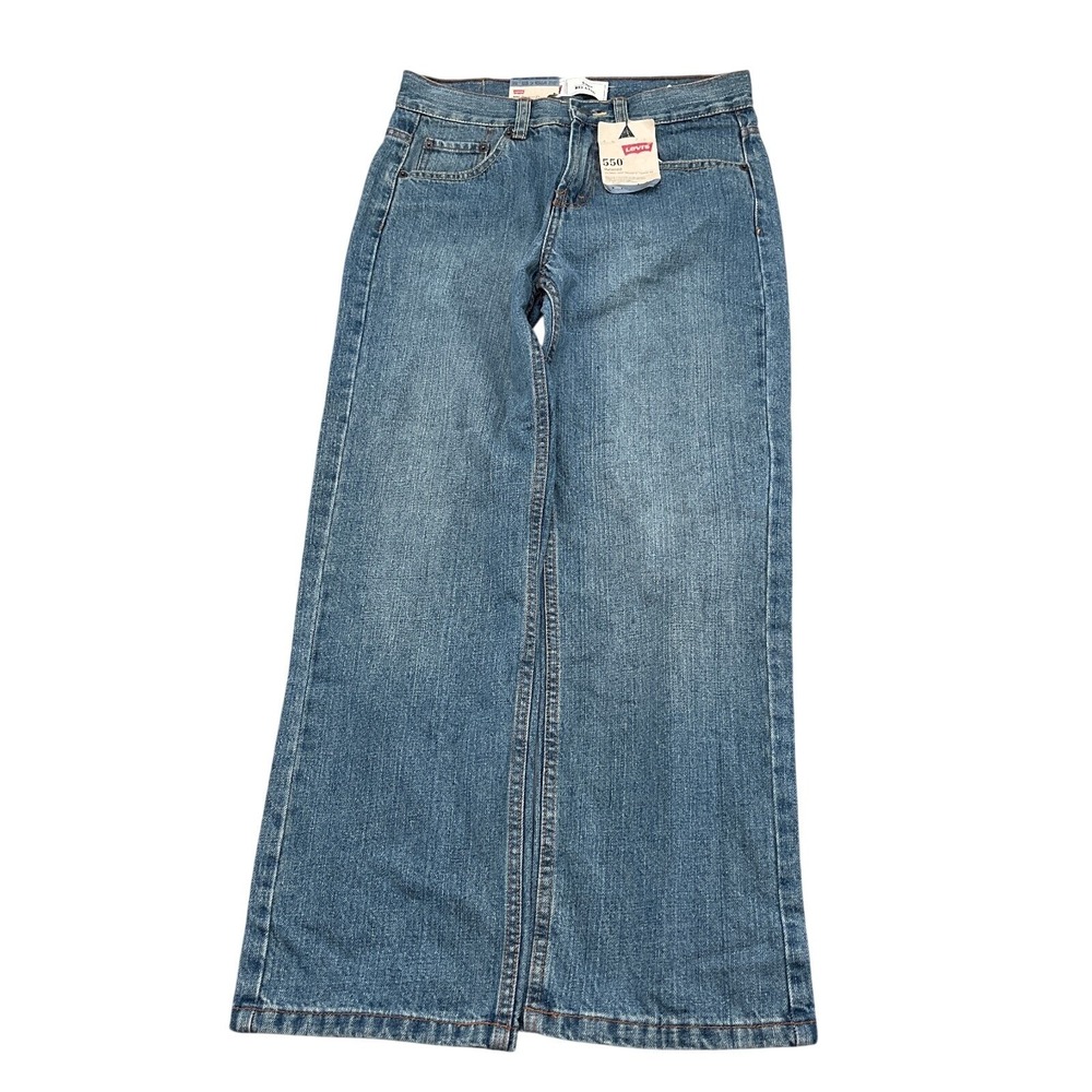 Levis 550 Jeans Womens 14R 27W 27L Blue Relaxed Fit Crosshatch Cotton‎ NWT